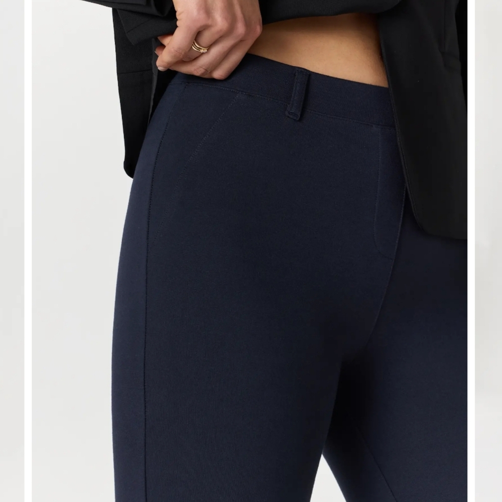 NWT Quince $108 Ultra Stretch Ponte Bootcut Pants Navy Women's Large CURRENT - Picture 3 of 10
